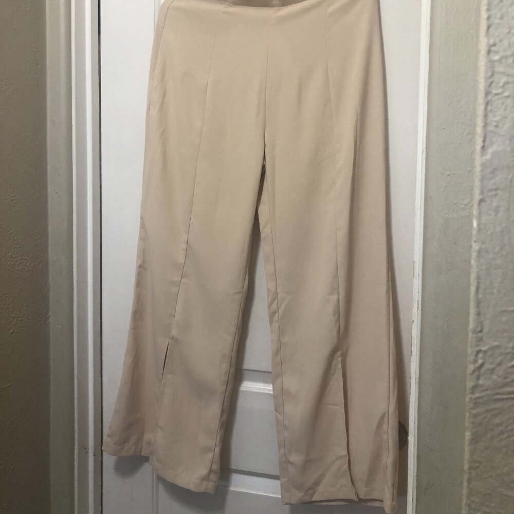 Shein Cream High Rise Wide Leg Dress Pants Women’s Size L NEW WITH TAG - Picture 6 of 9